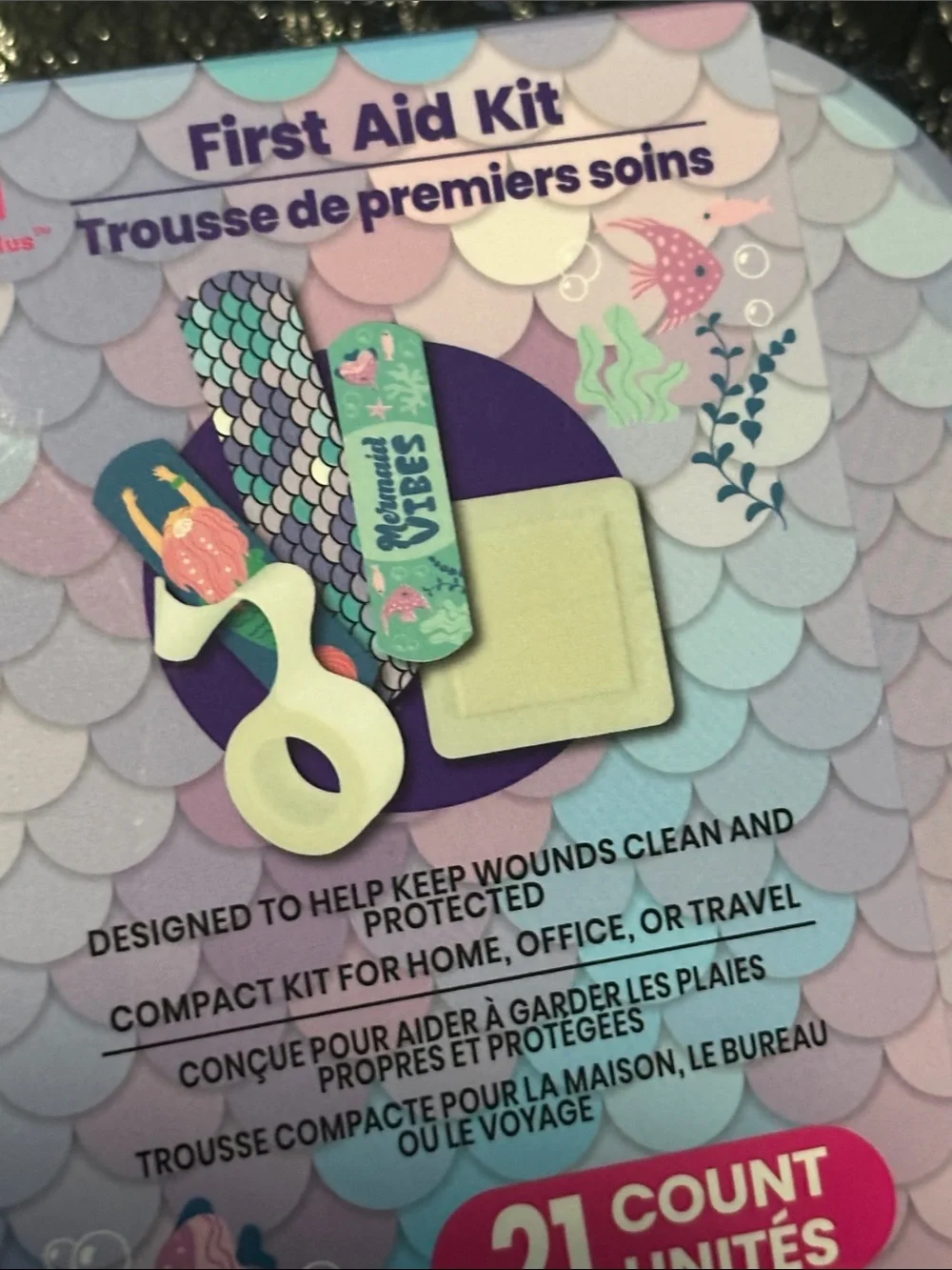 First Aid Kit - Pastel Mermaid Design - 21 Count